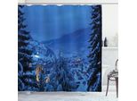 Abakuhaus Tenda Da Doccia Europea, Foto Di Una Pineta Invernale Nella Foresta Europea Con Stampa Naturale Di Montagna, 175 X 180 Cm, Blu