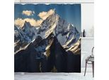 Abakuhaus Tenda Da Doccia Berg, Snowy Mountain Summit Nuvole Nel Cielo Tranquillità Nella Natura Selvaggia Tema, 175 X 220 Cm, Nero Bianco Blu