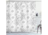 Abakuhaus Tenda Da Doccia Grigia, Motivi Astratti Vintage Con Petali Di Rosa In Tonalità Pastello Ripetute, 175 X 240 Cm, Bianco