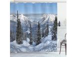 Abakuhaus Tenda Da Doccia Invernale, Epico Paesaggio Invernale Con Pini Innevati In Svizzera Stampa Boschiva, 175 X 180 Cm, Bianco Verde
