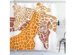 Abakuhaus Tenda Da Doccia Giraffa, Sagome Di Animali Selvatici Animali Dal Collo Lungo Mimetizzazione Amicizia Safari, 175 X 180 Cm, Arancione Bianco Marrone