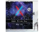 Abakuhaus Tenda Da Doccia Galaxis, Regalo Per Il Geek Pride Day 25 Maggio Stampa Con Motivo A Tema Stelle, Galassia, Universo, 175 X 200 Cm, Blu, Nero E Rosso