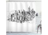 Abakuhaus Tenda Da Doccia New York, Disegno Dello Skyline Di Manhattan Con Grattacieli, 175 X 240 Cm, Grigio Bianco