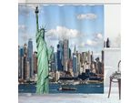 Abakuhaus New York Tenda Da Doccia, Immagine Della Famosa Statua Della Libertà A New York Big Apple Hudson River, 175 X 180 Cm, Blu Menta