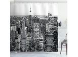 Abakuhaus New York Tenda Da Doccia, Panorama Edifici Manhattan Città Usa Metropoli Monocromatico Cielo Foto Motivo, 175 X 180 Cm, Grigio