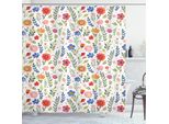 Abakuhaus Tenda Da Doccia Con Motivi Floreali, Motivi Botanici In Tonalità Romantiche, Ornamenti Floreali Acquerellati, Design Femminile, 175 X 180 Cm, Multicolore