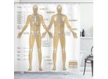 Abakuhaus Anatomia Umana Tenda Da Doccia, Diagramma Del Sistema Scheletrico Umano Con Le Parti Principali Dell'immagine Articolare Del Corpo Contrassegnate, 175 X 240 Cm, Bianco Tan