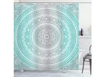 Abakuhaus Tenda Da Doccia Grigio E Acquamarina, Motivo Geometrico Mandala Tradizionale Ombre, 175 X 180 Cm, Acquamarina Grigio