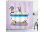 Abakuhaus Comics Tenda Da Doccia, Supereroe Che Si Rilassa Nella Vasca Da Bagno Con Anatra Di Gomma Divertente Illustrazione A Mezzitoni, 175 X 240 Cm, Multicolore