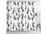 Abakuhaus Tenda Da Doccia Tribale, Piume E Perline Boeme Su Filo, Motivo Grafico Arte Indiana, 175 X 200 Cm, Grigio Antracite Bianco