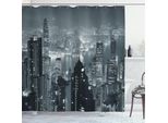 Abakuhaus Tenda Da Doccia Urbana, Panorama Notturno Dello Skyline Di Hong Kong, Famosa Metropoli Urbana Moderna, Immagine Panoramica, 175 X 180 Cm, Grigio