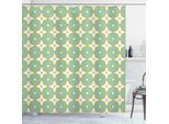 Abakuhaus Tenda Da Doccia Con Motivi Floreali, Decorata Con Motivi Arabeschi In Stile Piastrelle Ceramiche Dai Toni Pastello, 175 X 200 Cm, Kaki Turchese