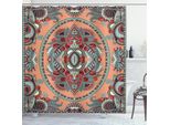 Abakuhaus Tenda Da Doccia Floreale, Motivo Etnico-Tappeto Ucraino Con Illustrazione Floreale Paisley Pattern, 175 X 180 Cm, Azzurro Salmone