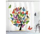 Abakuhaus Tenda Da Doccia Moderna, Albero Artistico Naturale Con Foglie Di Fiori E Farfalle, Stampa Artistica Vivace E Brillante, 175 X 240 Cm, Multicolore
