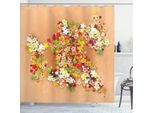 Abakuhaus Tenda Da Doccia Con Fiori, Bandiera Promozionale Per La Stagione Estiva Con Fiori Di Carta E Cornice Nera, 175 X 180 Cm, Arancione, Rosso E Bianco