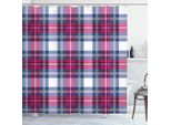 Abakuhaus Tenda Da Doccia Astratta, Motivo Plaid Con Effetti Scozzesi Vintage, Illustrazione Artistica, 175 X 180 Cm, Rosa Blu Scuro