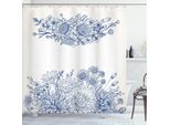 Abakuhaus Tenda Da Doccia Blu, Bouquet Floreale Artistico, Garofani, Camomilla, Tema Matrimonio, Anniversario, 175 X 180 Cm, Blu E Bianco