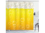 Abakuhaus Tenda Da Doccia Astratta, Bolle Bevanda Alcolica Rinfrescante Illustrazione Digitale Cartone Animato Motivo, 175 X 180 Cm, Giallo Bianco