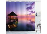 Abakuhaus Tenda Da Doccia Tropicale, Pergola Sul Mare Nel Paradisiaco Cielo Notturno Delle Maldive - Splendida Vista Sulla Costa - Stampa Artistica, 175 X 200 Cm, Viola