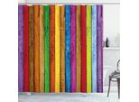 Abakuhaus Tenda Da Doccia Astratta, Assi Verticali In Legno Dipinte Con Colori Vivaci Come Sfondo, Graziosa Immagine Artistica Arcobaleno, 175 X 180 Cm, Multicolore