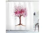 Abakuhaus Tenda Da Doccia Con Motivi Floreali, Fiori Di Ciliegio Giapponesi, Boccioli Di Ciliegio, Albero Di Ciliegio In Acquerello, 175 X 180 Cm, Magenta Redwood