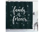 Abakuhaus Tenda Da Doccia Famiglia, La Famiglia è Per Sempre Tipografia Disegnata A Mano Con Un Piccolo E Grazioso Cuore In Stile Poster, 175 X 220 Cm, Bianco E Nero