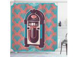 Abakuhaus Tenda Da Doccia Music Box, Motivo Floreale Ispirato Al Paisley Con Stampa Retrò Party Print, 175 X 180 Cm, Rosa Essiccata Turchese