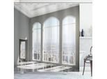 Abakuhaus Tenda Da Doccia Moderna, Fantastica Casa In Paesaggio Urbano Con Vista Sulla Campagna Dalla Finestra, 175 X 220 Cm, Bianca