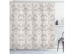 Abakuhaus Tenda Da Doccia Color Tortora, Motivo Floreale Classico Ripetuto, 175 X 180 Cm, Tortora E Bianco