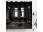 Abakuhaus Tenda Da Doccia Industriale, Stile Vintage Grunge Pareti E Finestre Caotiche Nell'età Di Un Laboratorio Distrutto, 175 X 180 Cm, Marrone Scuro Bianco