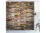Abakuhaus Tenda Da Doccia In Marmo, Muro Urbano In Mattoni E Ardesia Con Rocce Immagine Di Facciata Architettonica Urbana, 175 X 220 Cm, Multicolore