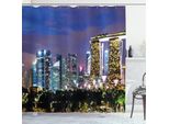 Abakuhaus Tenda Da Doccia Da Viaggio, Panorama Notturno Di Singapore, Architettura Moderna, Vita Urbana, Punto Di Riferimento Asiatico Orientale, 175 X 200 Cm, Multicolore