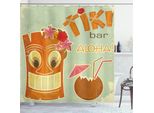 Abakuhaus Tiki Bar Tenda Da Doccia, Invito Al Tiki Bar Old Fashion Display Maschera Con Stampa Cocco E Fiori, 175 X 200 Cm, Multicolore