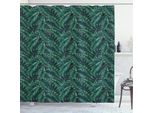 Abakuhaus Tenda Da Doccia In Foglia Di Palma, Acquerello - Giungla Tropicale - Motivo - Foresta Pluviale Fresca - Hawaii - Estate, 175 X 200 Cm, Verde Scuro Nero