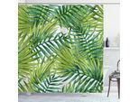 Abakuhaus Tenda Da Doccia Con Motivi Vegetali, Acquerello - Foglie Di Palma Tropicali - Illustrazioni Colorate - Sensazioni Naturali, 175 X 240 Cm, Verde Lime Verde Felce