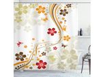 Abakuhaus Tenda Da Doccia Floreale, Fiorellini Vorticosi Fragranza Bellezza Botanica Con Linee Ondulate Farfalle Tema Primaverile, 175 X 200 Cm, Multicolore