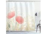 Abakuhaus Tenda Da Doccia Pastello, Fiori Di Papavero Selvatico Con Rametti Di Erbe, Foglie, Erba, Crescita Naturale, Paesaggio Rurale Mattutino, 175 X 240 Cm, Multicolore