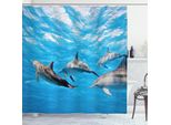Abakuhaus Tenda Da Doccia Delfino, Fotografia Subacquea Di Delfini Che Nuotano Felici, Stampa Con Immagini Di Animali Marini, 175 X 240 Cm, Blu Grigio