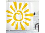 Abakuhaus Tenda Da Doccia Sole, Stile Infantile Doodle Con Figure Circolari E Raggi Di Sole, Illustrazione Estiva Naturale, 175 X 200 Cm, Giallo E Bianco