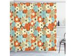 Abakuhaus Tenda Da Doccia Con Motivi Floreali, Motivo Floreale Retrò Con Tema Semplificato Di Petali Di Fiori, Essenza Profumata E Cerchi, 175 X 240 Cm, Multicolore