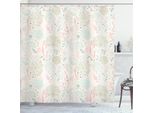 Abakuhaus Tenda Da Doccia Con Fiori, Fiori Delicati Con Sfondo Punteggiato, Immagine Ispirata Alla Natura, 175 X 200 Cm, Verde Menta Chiaro