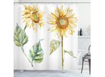 Abakuhaus Tenda Da Doccia Acquerellata, Seducente Disegno Ispirato All'estate Con Girasoli, 175 X 200 Cm, Giallo Verde Giallo