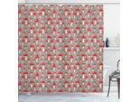 Abakuhaus Tenda Da Doccia Con Funghi, Grazioso Motivo Con Funghi E Sfondo A Pois - Fungo Velenoso Caricaturale, 175 X 220 Cm, Tortora Crema Rosso