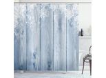 Tenda Da Doccia Invernale Abakuhaus, Stampa Rustica Ispirata Alla Neve Congelata Con Fiocchi Di Neve In Legno, 175 X 240 Cm, Blu-Grigio Bianco