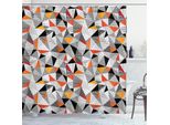 Abakuhaus Tenda Da Doccia Geometrica, Motivo Poligonale Design A Quadri Motivo A Triangoli E Linee Arte Moderna, 175 X 180 Cm, Arancione Nero Bianco