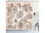 Abakuhaus Tenda Da Doccia Con Motivi Floreali, Fiori E Motivi Paisley In Diverse Forme E Disegni Immagine Monocromatica, 175 X 180 Cm, Beige Marrone