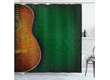 Abakuhaus Tenda Da Doccia Con Chitarra, Motivo Floreale Vintage Con Strumento Acustico E Motivo Murale, 175 X 240 Cm, Smeraldo Arancione Giallo