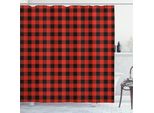 Abakuhaus Tenda Da Doccia A Quadri, Stile Boscaiolo A Scacchi In Stile Retrò Con Composizione A Griglia, 175 X 200 Cm, Arancione Nero