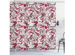 Abakuhaus Tenda Da Doccia Vintage, Filiali Fiorite Con Fiori Freschi, Primavera, Giardino, Stelle, 175 X 200 Cm, Marrone Scuro, Corallo Scuro