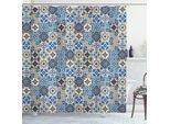 Abakuhaus Tenda Da Doccia Marocchina, Grande Motivo Tradizionale Portoghese Azulejo, Stile Orientale, 175 X 220 Cm, Marrone Chiaro, Bianco E Blu